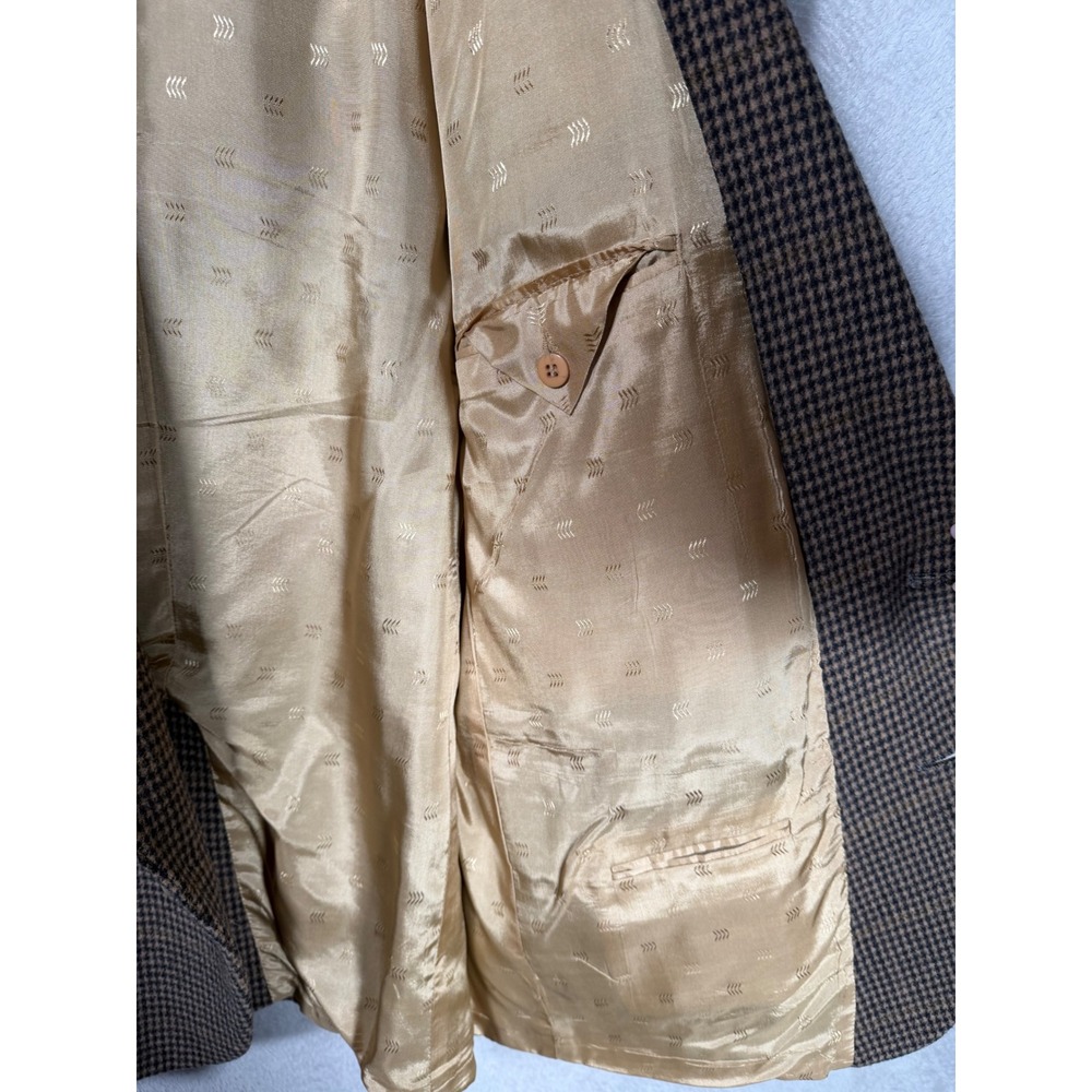 Tailors Row by Deansgate Mens 48L Brown Houndstooth Blazer Sport Coat USA Made - Picture 9 of 11